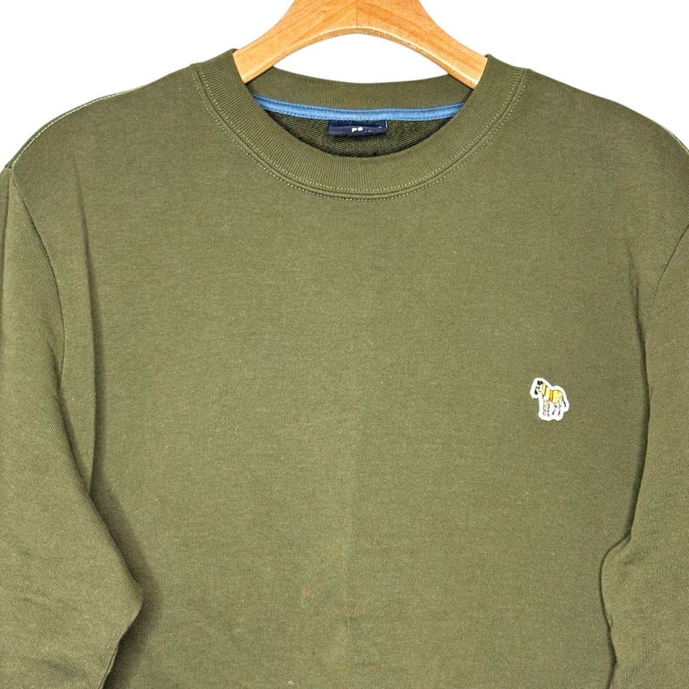 Paul Smith Zebra Olive Green Cotton Crew Neck Sweater Men’s Sz XXL - Picture 3 of 4